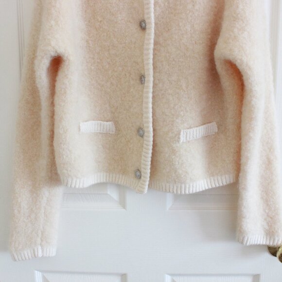 H&M Wool Blend Bouclé Cardigan in Cream - Picture 5 of 11